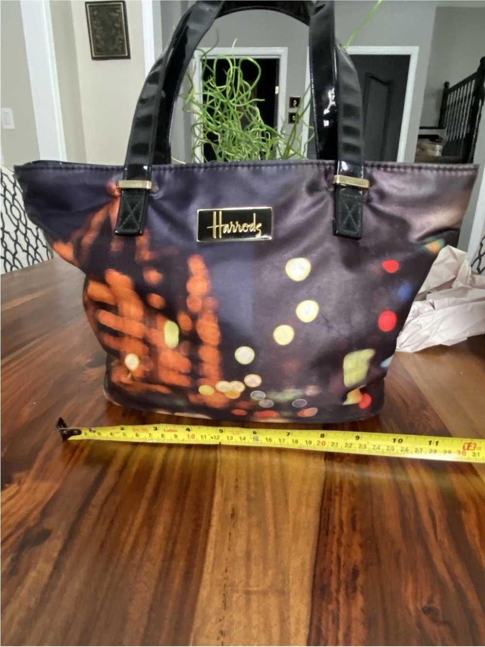 Harrods Black Multicolor Bokeh Print Tote